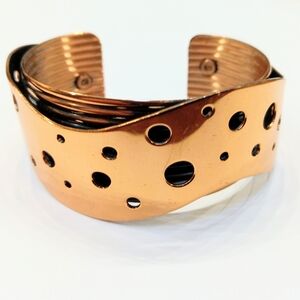 Vintage Renoir Copper Cuff Bracelet Swiss Cheese